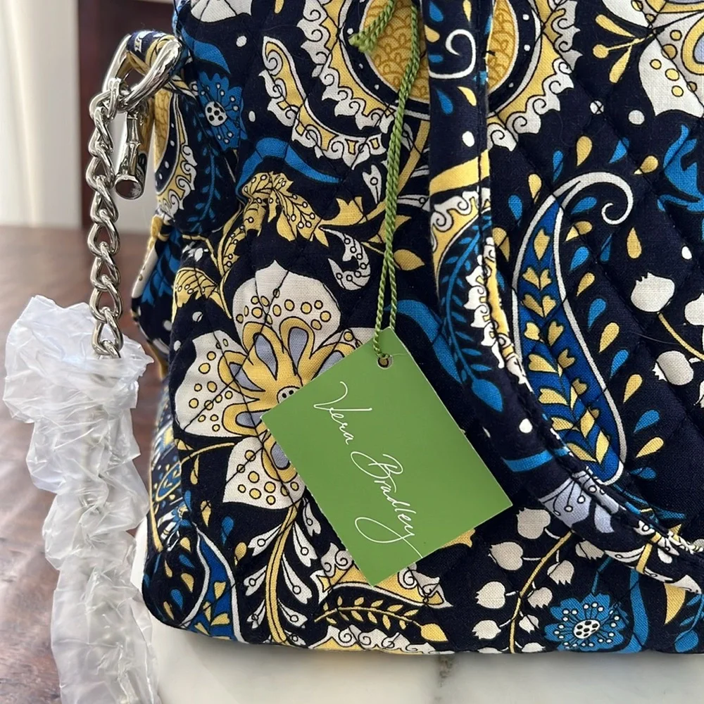 VERA BRADLEY Shoulder Chain Bag in Ellie Blue Bohemian 100% Cotton Quilted